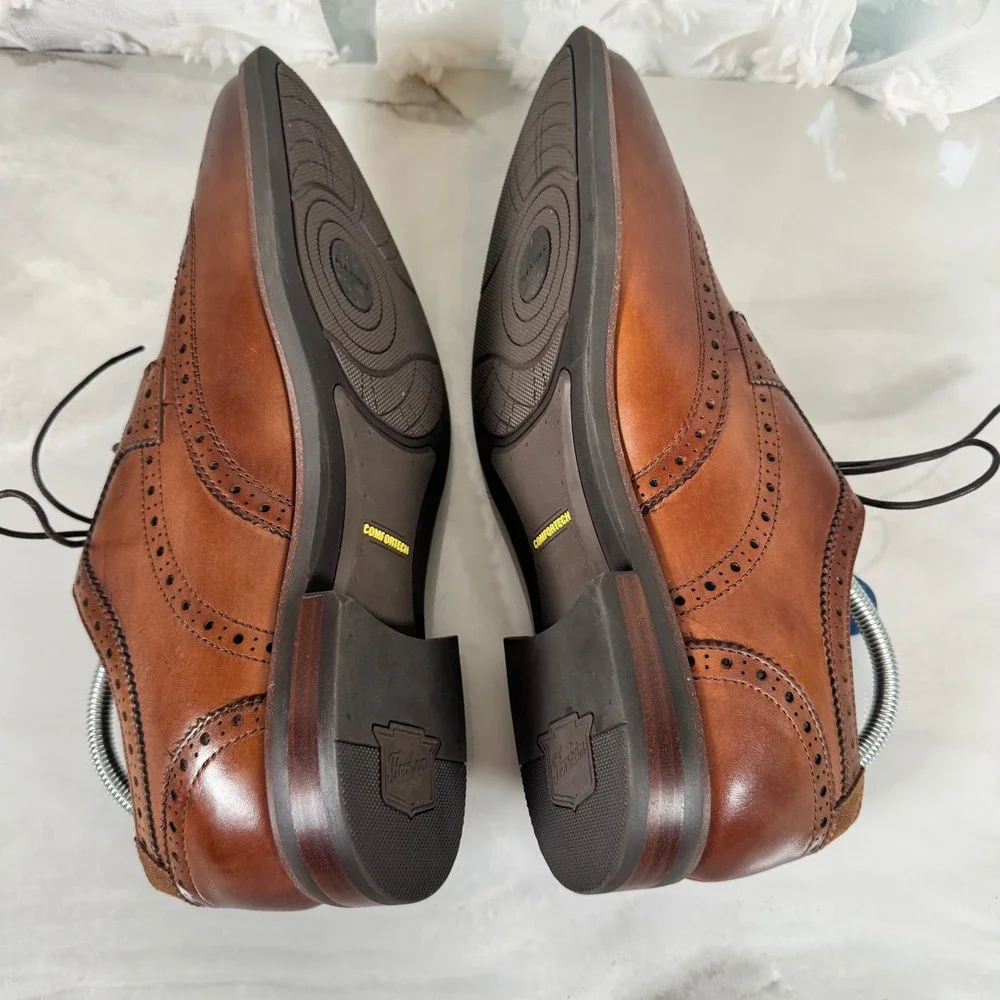 Florsheim Comfortech Wingtip Brogues Brown Leather Dress Shoes Worn Once 12M
